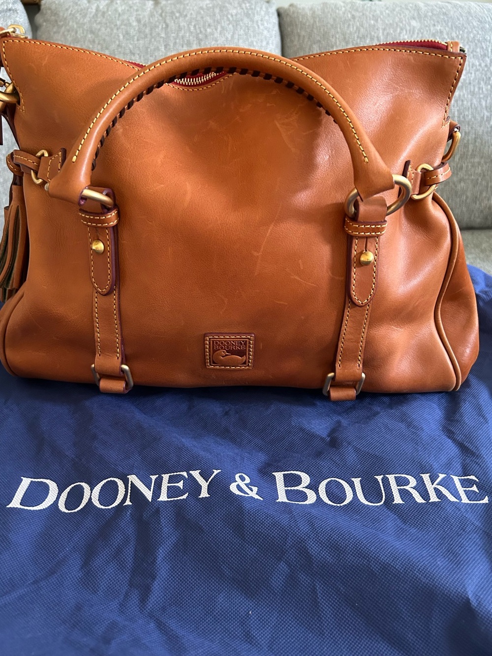 Dooney & Bourke Tan Leather Satchel with Gold Hardware
